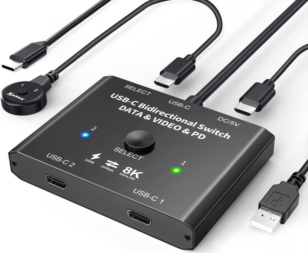 USB C Switch 2 PC 8K@60Hz 4K@120Hz, Bidirektionaler USB C Switcher für 2 PCs, 2 in 1 out/1 in 2 out,