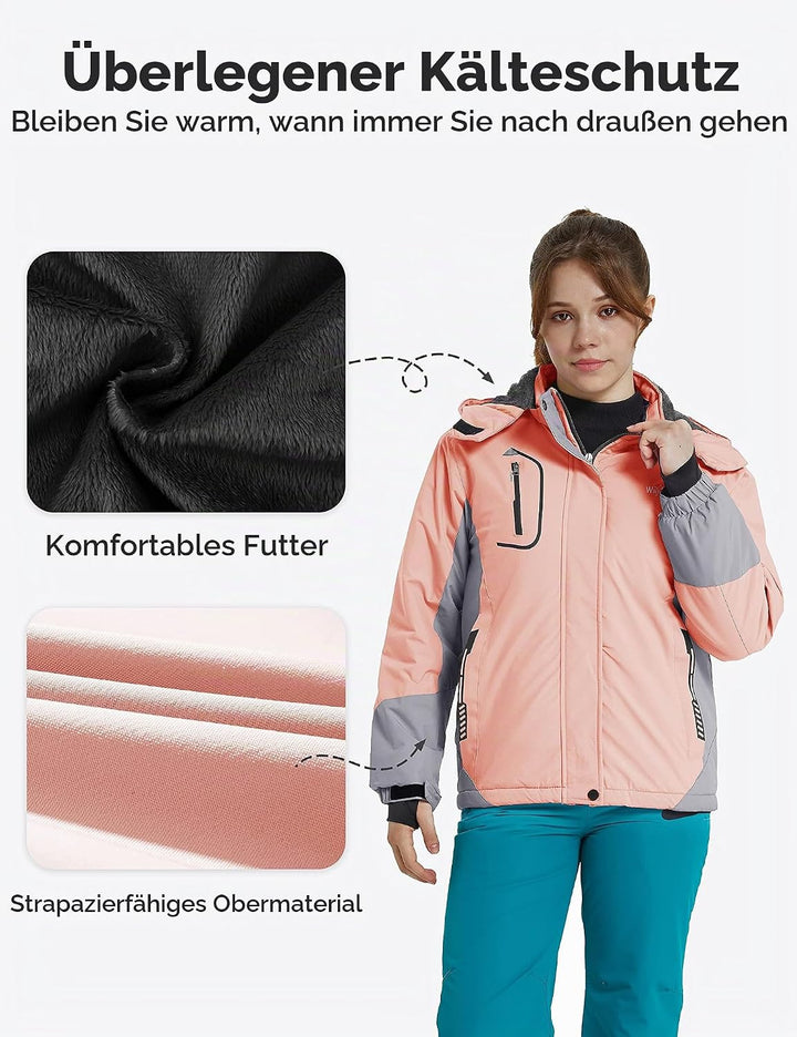 Wantdo Mädchen Berg Ski Jacke Warmer Winter Fleece Mäntel Wasserdichter Atmungsaktive RegenMäntel Ou