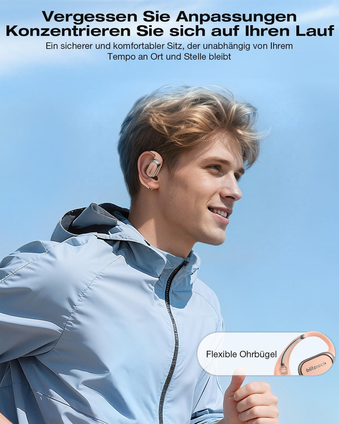 BlitzRock Open-Ear-Kopfhörer Bluetooth 5.4, Natürlicher Usgewogener Klang, Klare KI-Anrufe, 42 Stund
