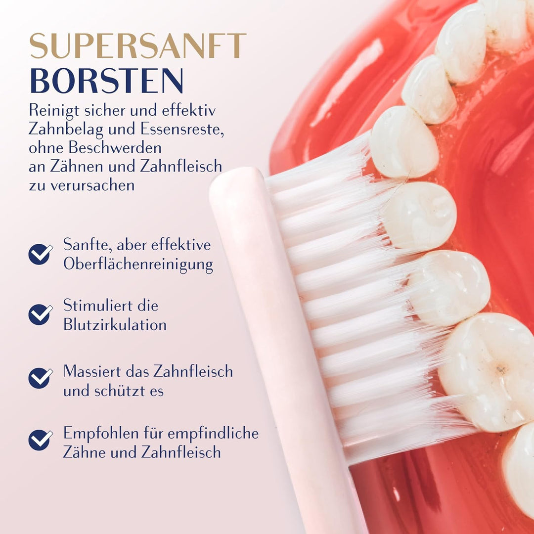 Royal Denta Silver Super Soft Zahnbürsten 4-Pack - Extra weiche Borsten für empfindliche Zähne &amp; Zah