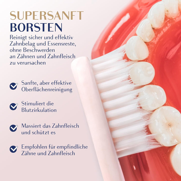 Royal Denta Silver Super Soft Zahnbürsten 4-Pack - Extra weiche Borsten für empfindliche Zähne &amp; Zah