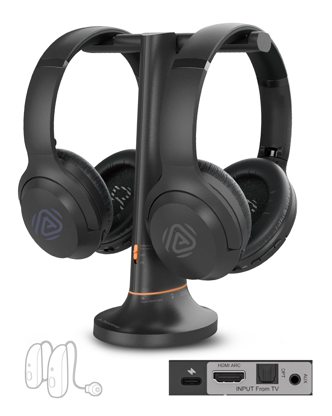 Avantree Duet Aura – Auracast Dual Wireless Kopfhörer für TV mit HDMI ARC, TV-Audiosystem für Senior