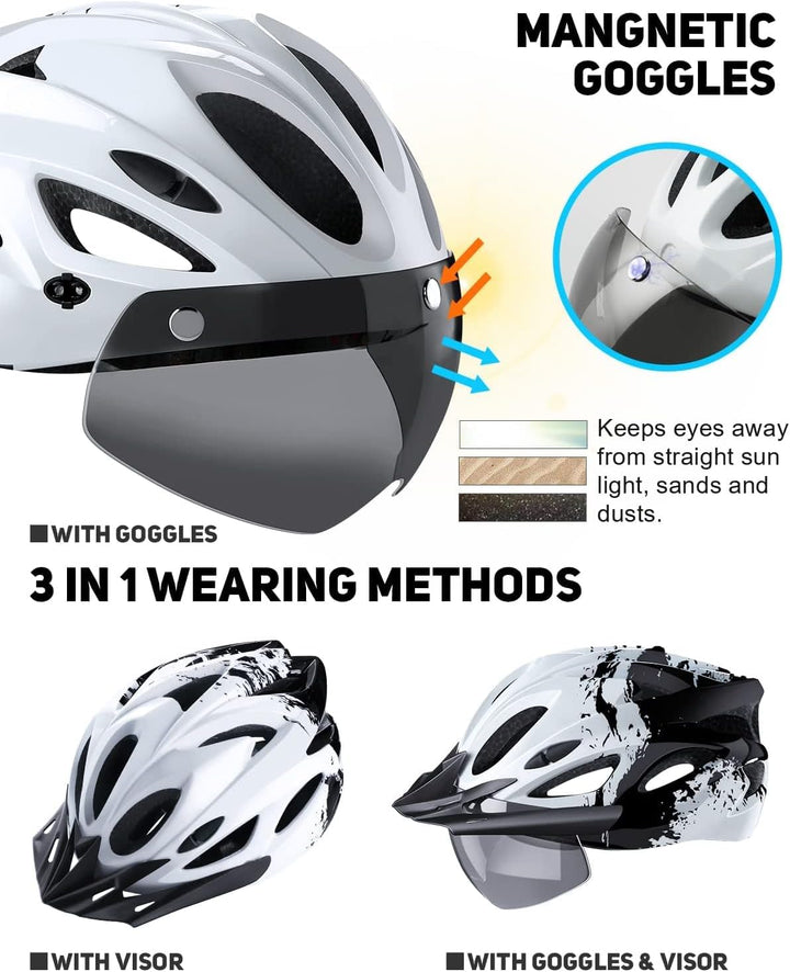 RaMokey Fahrradhelm mit Licht für hohe Sicherheit, Fahrradhelm Herren Damen mit Abnehmbarer Magnetis
