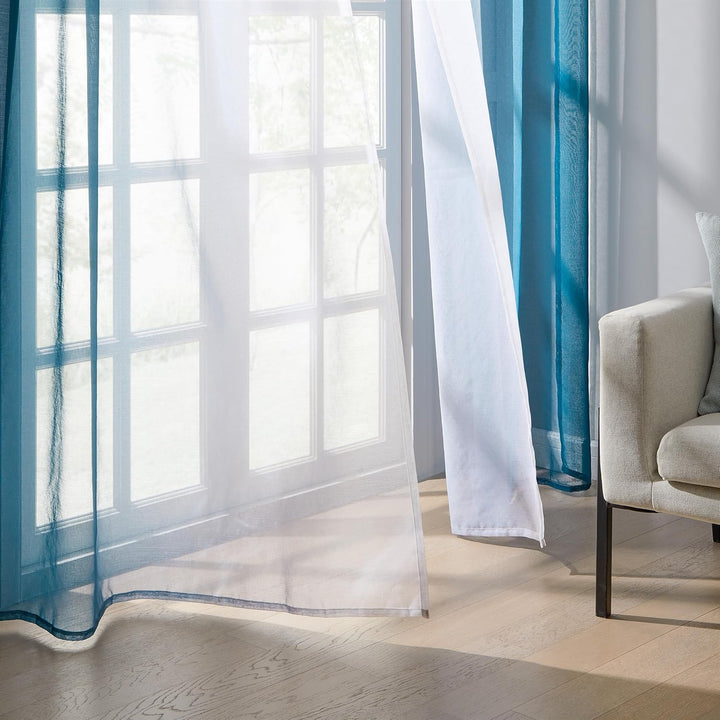 Topfine Farbverlauf Vorhang Türkis und Weisse Gardinen Halbtransparent Vorhänge 225 cm Lang Wohnzimm
