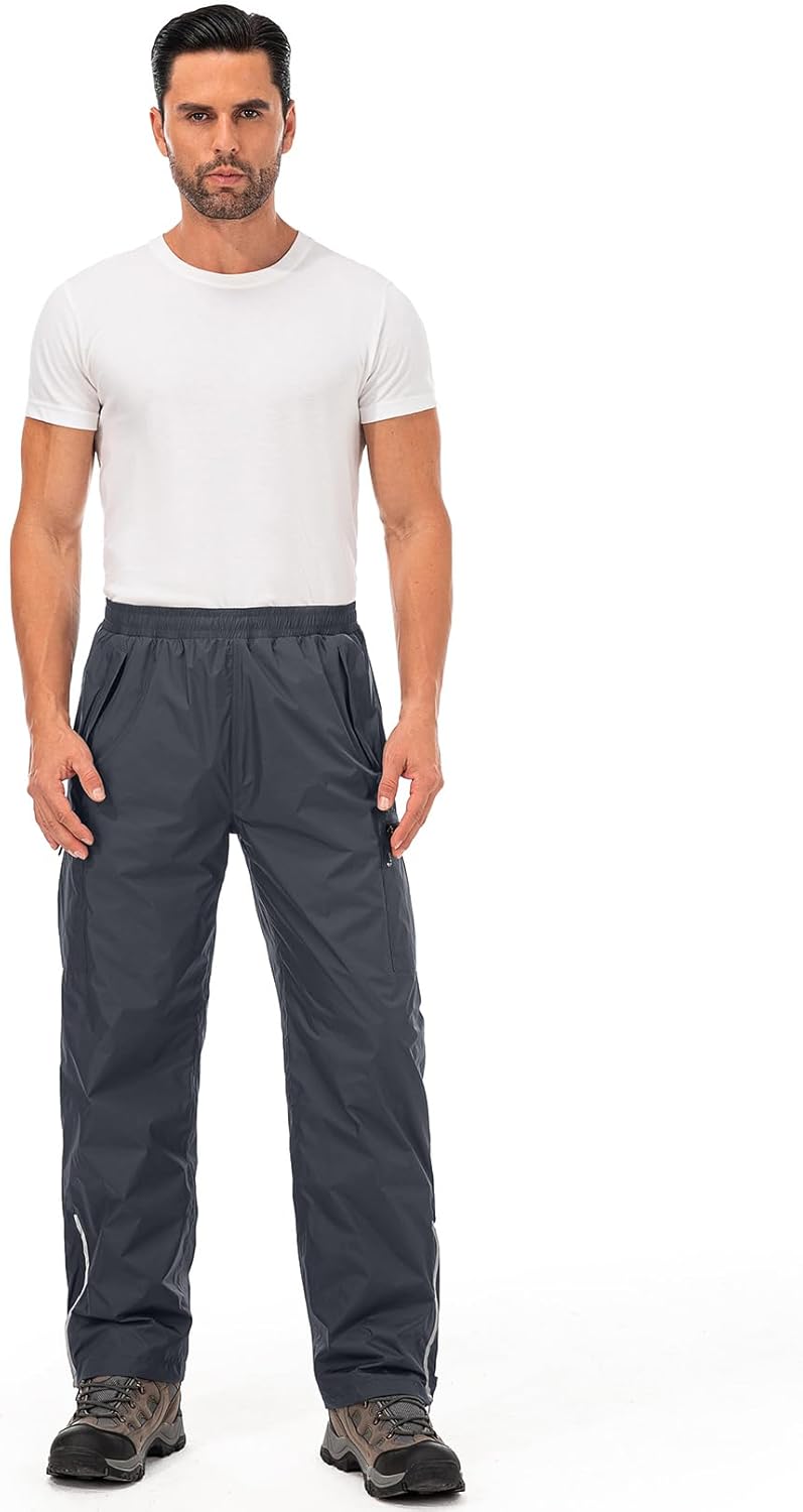 Jogwits wasserdichte Regenhose für Herren Atmungsaktiv Winddicht Outdoorhose Elastischer Bund Hose L