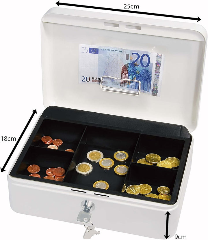 Wedo 145300H Geldkassette (aus pulverbeschichtetem Stahl, versenkbarer Griff, Geldnoten- und Belegek