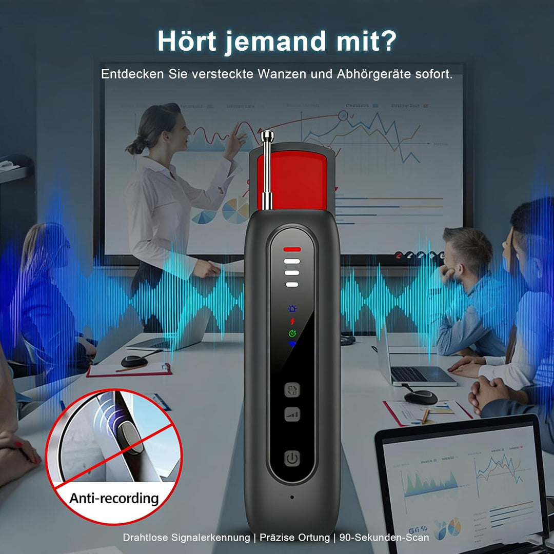 Wanzen Detektor,Versteckte Kamera Detektor mit Dual-Sensor und LED Anzeige,RF Wireless GPS Tracker F