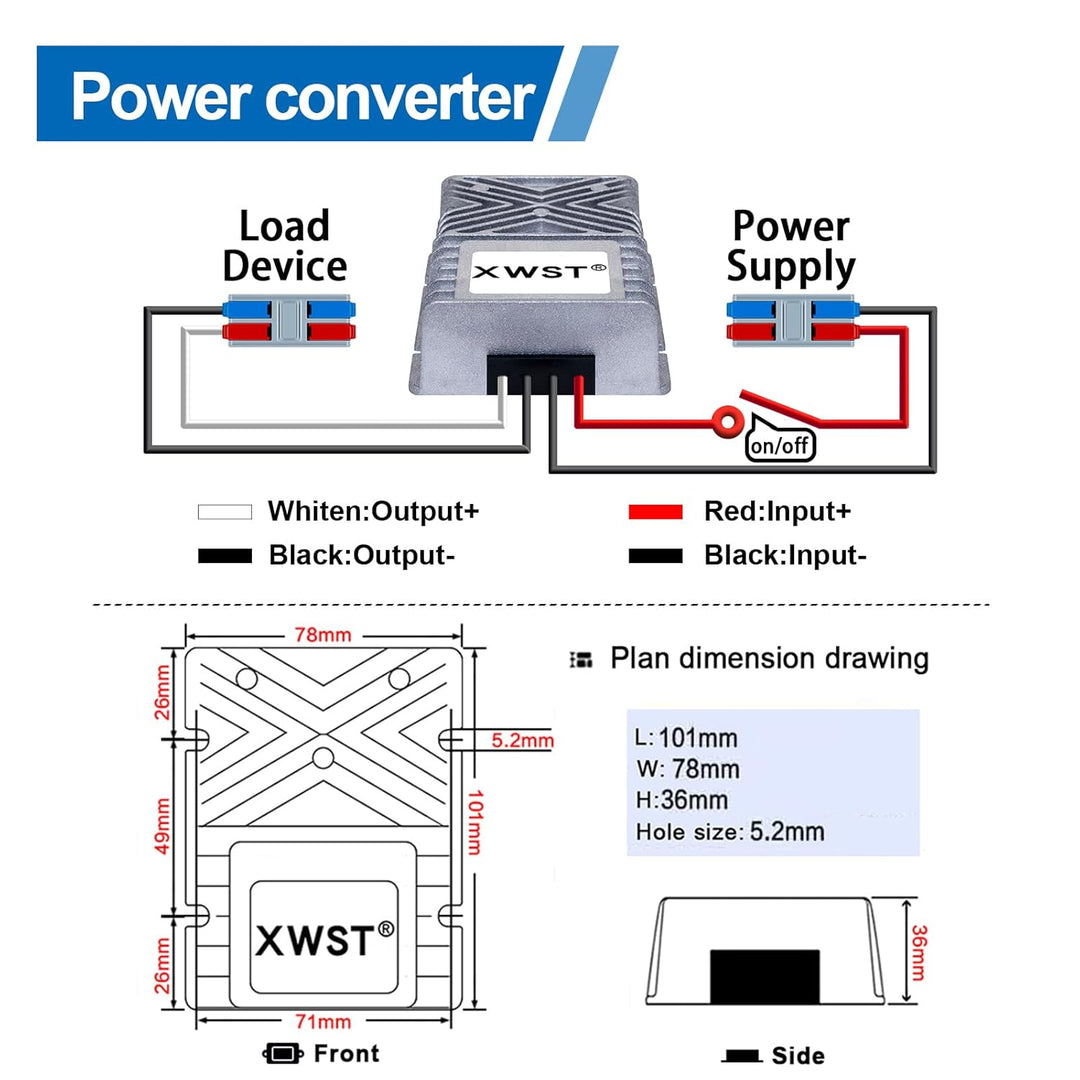 DC DC Wandler 12V auf 24V Spannungswandler 15A 360W mit Schnellverbinder Kabelverbinder, DC Step Up
