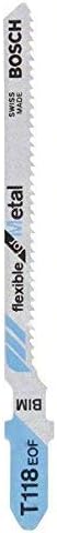Bosch 3x Stichsägeblatt T 118 EOF Flexible for Metal (für Stahlbleche, Professional Zubehör Stichsäg