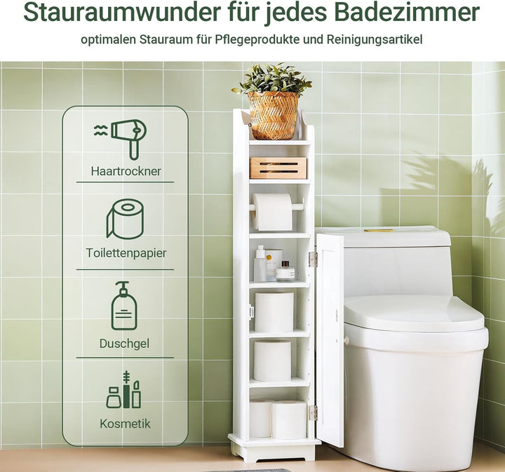 SoBuy FRG177-W Freistehend weiss Toilettenrollenhalter Toilettenpapieraufbewahrung Badregal Toilette