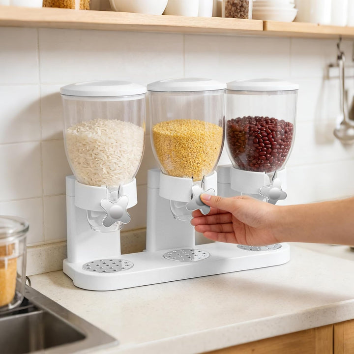 Müslispender 2L 3er Set, Cereal Dispenser mit Sichtfenster (Weiss), Weiss