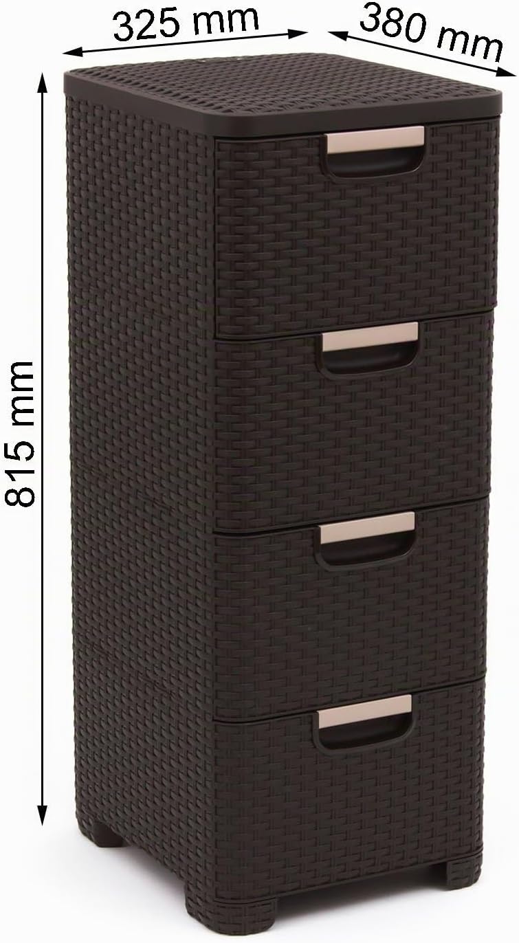 CURVER Regal mit 4 Schubladen STYLE Regal mit 4 Schubladen, Dunkelbraun, 33x38x79, Dunkelbraun