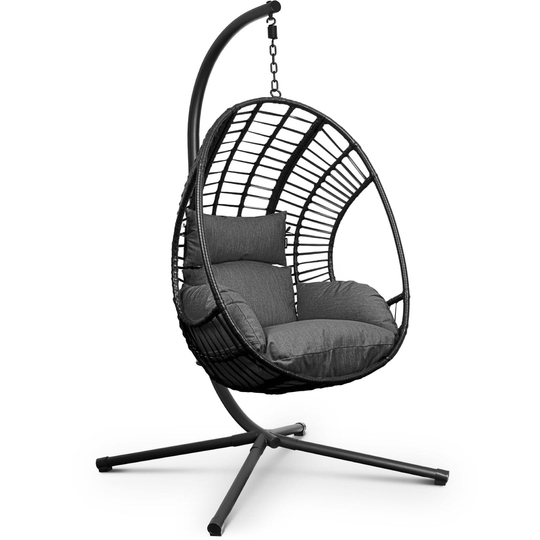 Swoods XXL Hängesessel mit Gestell - Hängesessel Für Indoor und Outdoor - Inkl. Kissen - Egg Chair -