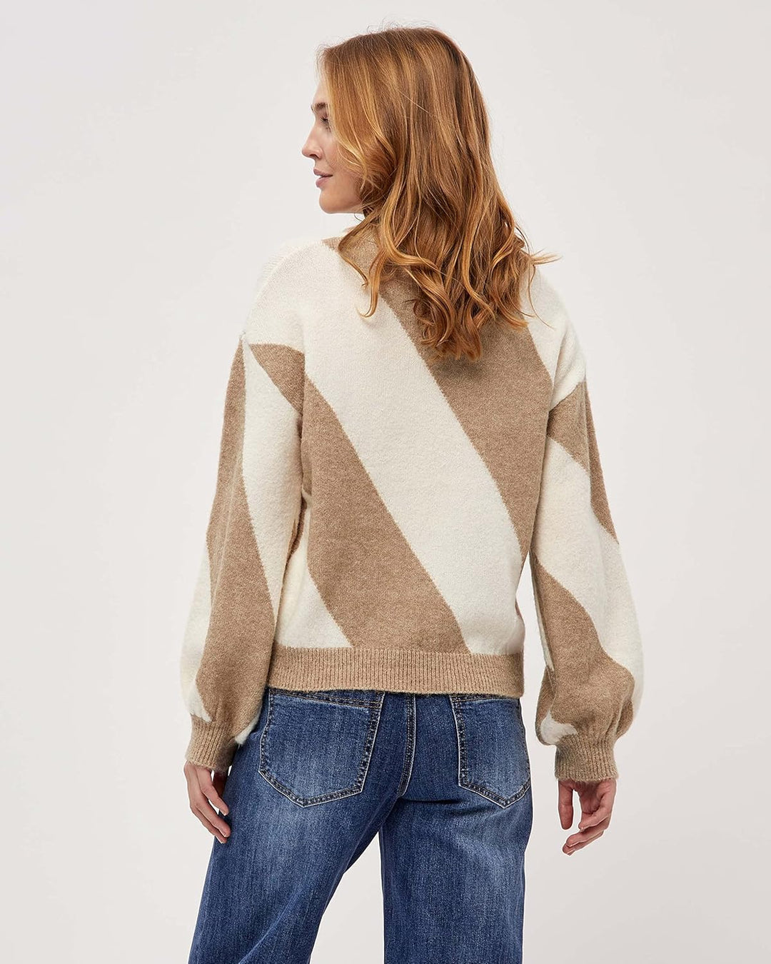 Desires Damen Kamelia Strickpullover XL 0021s Cobbelstone Stripe, XL 0021s Cobbelstone Stripe