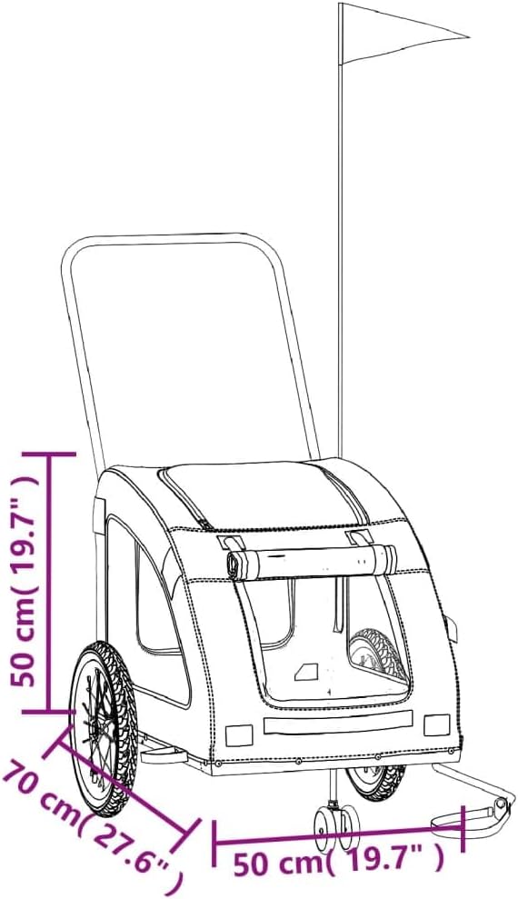 Hunde Fahrradanhänger Grau Oxford-Gewebe Eisen mit PVC-Dach Tragbar und Klappbar für Spaziergänge Re
