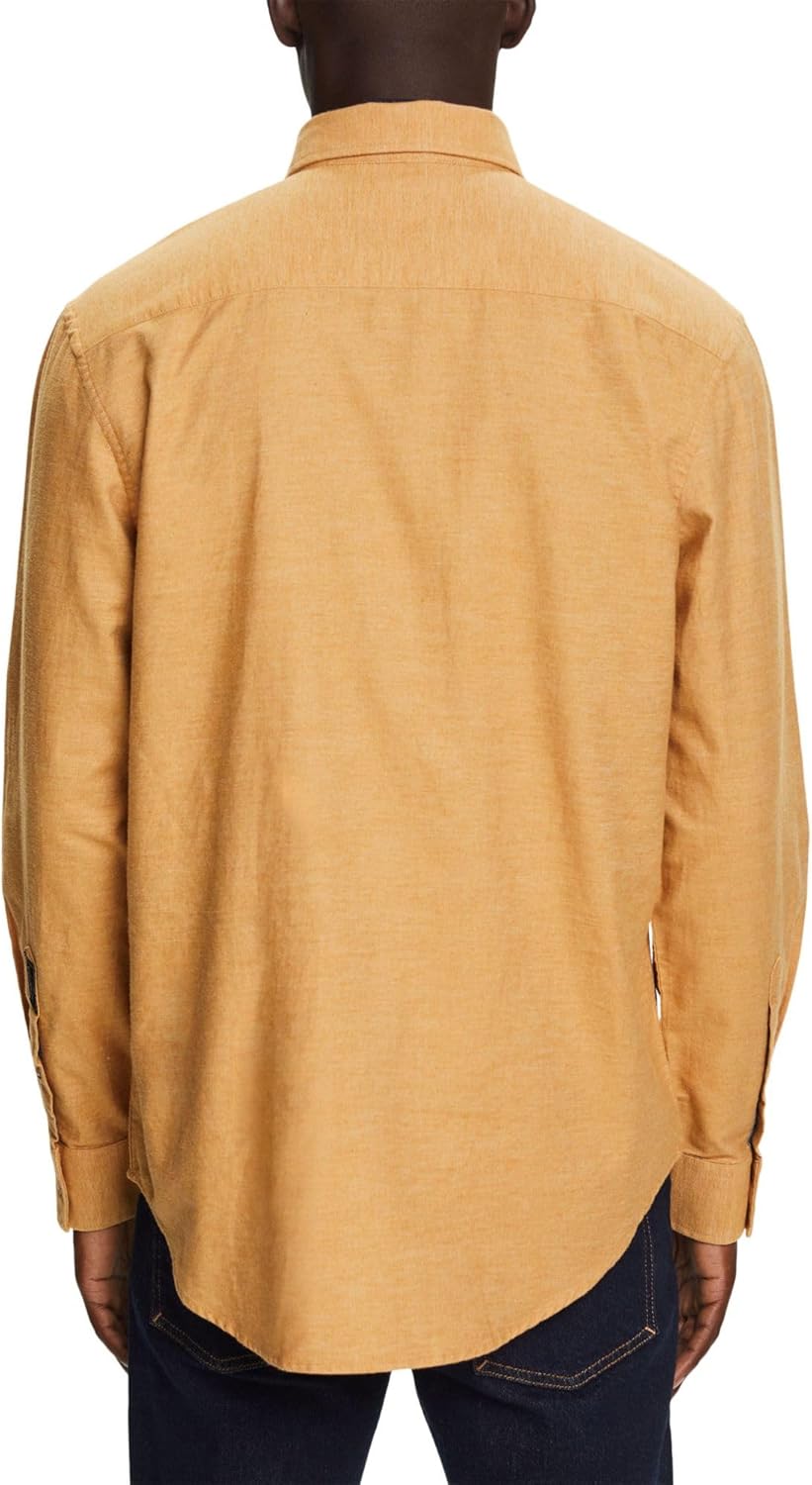 ESPRIT Hemd in melierter Optik, 100% Baumwolle S Camel, S Camel
