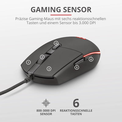 Trust GXT 838 Azor Gaming Tastatur und Maus Set (QWERTZ- Deutsches Tastaturlayout, LED beleuchtung,