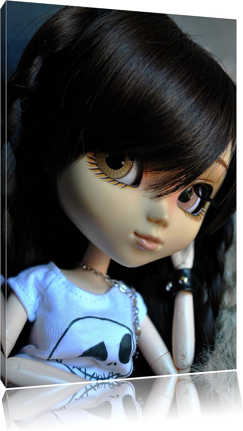 Pullip-Püppchen Scarlett Leinwand, XXL riesige Bilder fertig gerahmt mit Keilrahmen, Kunstdruck auf