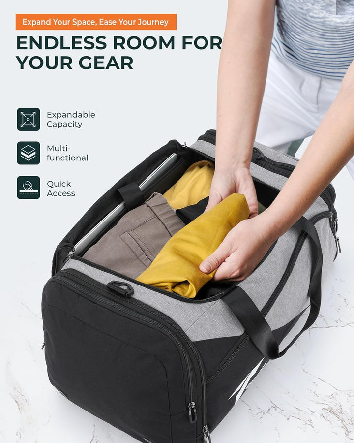 Tolaccea Sporttasche Rucksack für Herren Damen, 45-63L Erweiterbar Sporttaschen Gross mit Schuhfach