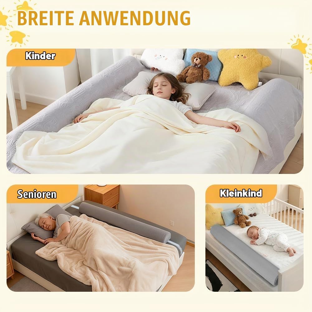 DUJUIKE Bettschutzgitter für Kleinkinder, Bettumrandung für Baby ältere Menschen, Bettgitter aus Sch