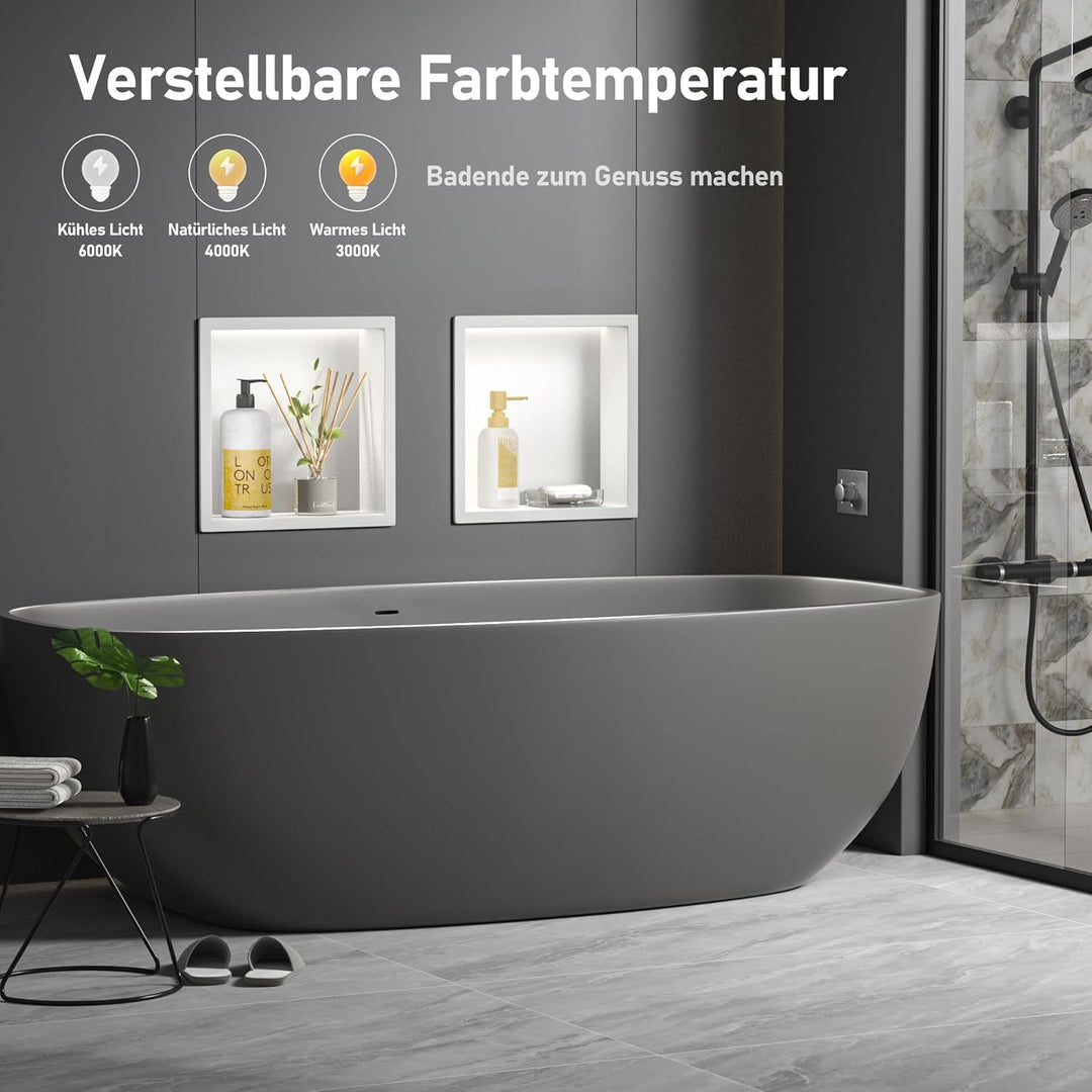 Wandnische Dusche Edelstahl mit LED,Duschnische mit Beleuchtung für Badezimmer Aufbewahrung,Einbau-N