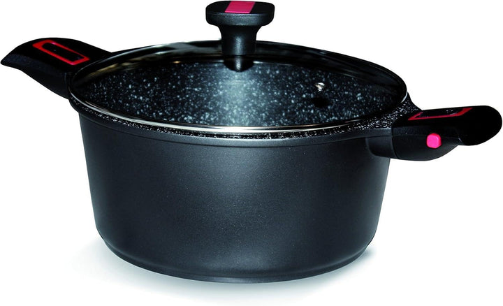 Baumalu 383605 Kochtopf mit Deckel, 24 cm, Granit Pro, geschmiedetes Aluminium, Schwarz
