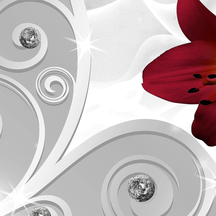 Runa Art Wandbilder Blumen Lilie 5 Teilig Bild auf Vlies Leinwand Deko Wohnzimmer Ornament Silber Ro