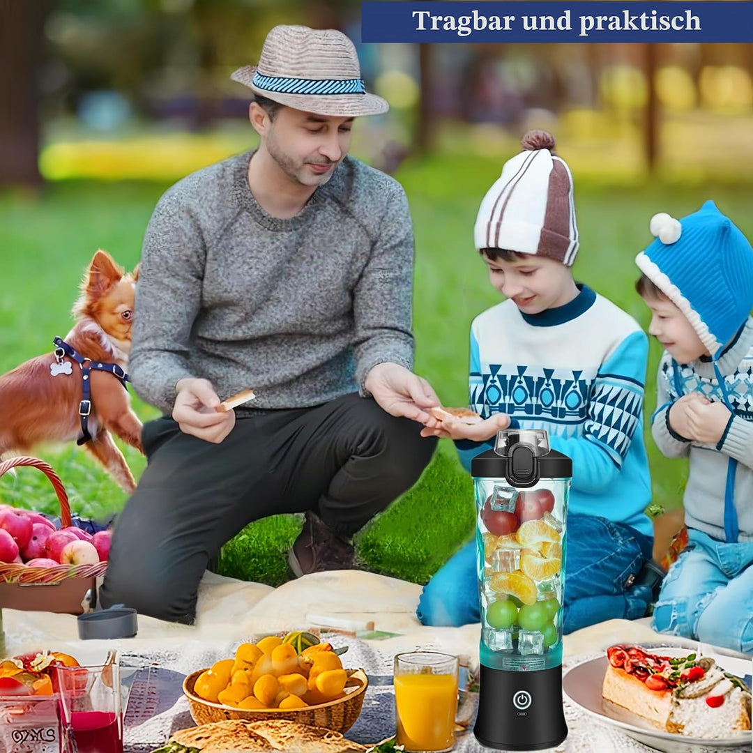 Rainpal Tragbarer Mixer/Mini Standmixer, 600mL USB Wiederaufladbarer Blender mit Becherdeckel, 6 Kli