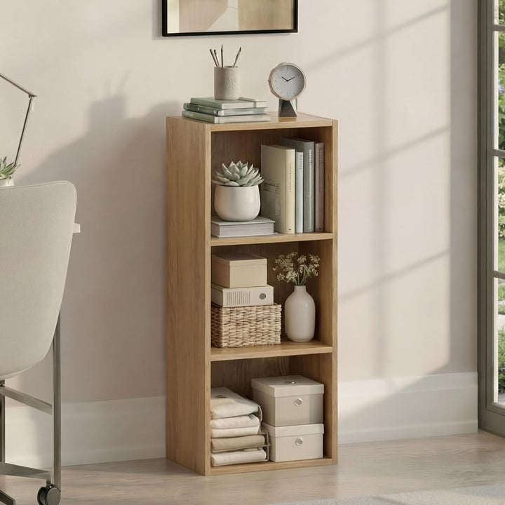 Vida Designs Oxford Bücherregal mit 3 Ebenen, würfelförmig, Eiche, Holz-Regaleinheit für Büro, Wohnz