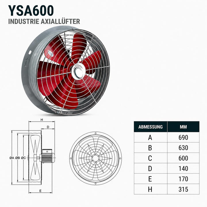 Uzman Wandventilator Hochleistungs Axialventilator Industrie Axiallüfter Wand Fenster Lüfter 300mm,