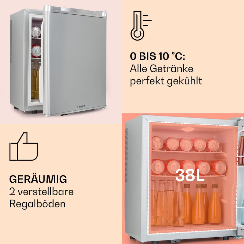 Klarstein Mini Kühlschrank für Zimmer, Mini-Kühlschrank für Getränke, Snacks & Kosmetik, Kleine Mini