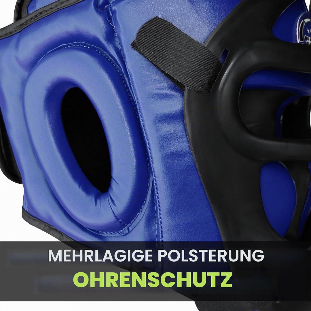 Farabi Sports Kopfschutz Frontbügel Grillschutz Krav MAGA Kickboxen Kopfschutz M Blue, M Blue