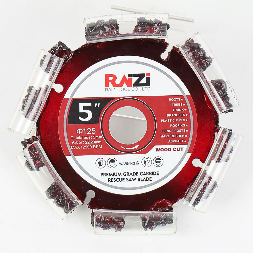 Raizi 125mm Profi Hartmetall Gehärtete Trennscheibe WoodCut für Wurzeln Plastikrohre Dachbahnen Zaun