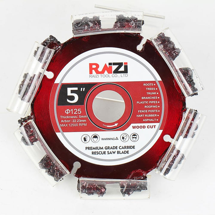 Raizi 125mm Profi Hartmetall Gehärtete Trennscheibe WoodCut für Wurzeln Plastikrohre Dachbahnen Zaun