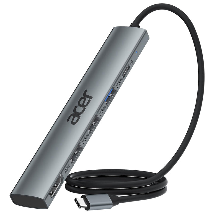 acer USB C Hub 5 in 1, Tragbarer 4K HDMI Adapter PD 100W, 3X USB-A Datenport, USB C auf HDMI Adapter