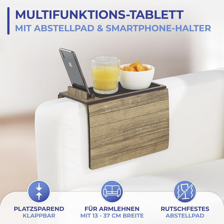Maximex Multifunktions-Sofa-Tablett, mit Anti-Rutsch-Noppen und Smartphone-/Tablethalterung