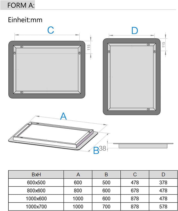 LISA LED Badspiegel mit Beleuchtung 70x50 cm, Bad Spiegel Gross badezimmerspiegel mit Touch Dimmbar