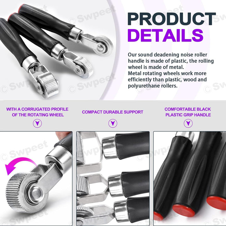 Swpeet 5Pcs 5Sizes Car Sound Deadening Roller Set, Auto Lärm Roller Auto Sound Deadener, Metall-Inst