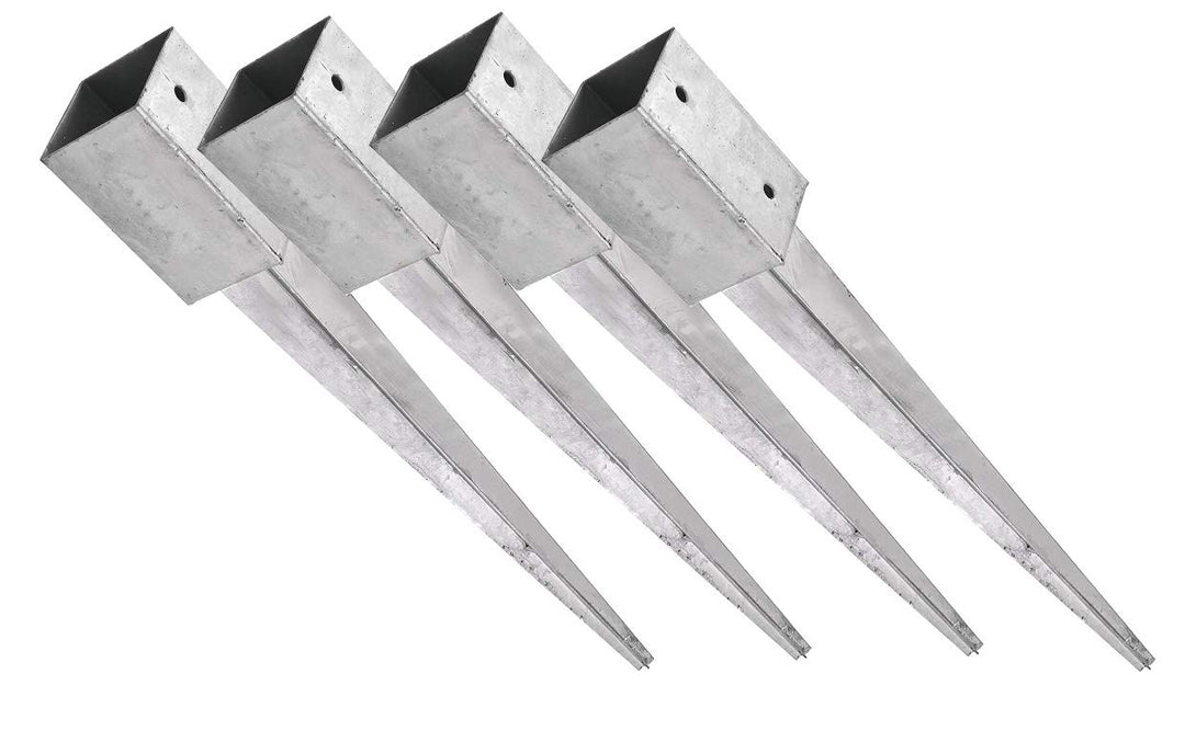 Einschlaghülsen für Pfosten 7x7 cm | 4er Set Bodeneinschlaganker verzinkt | Einschlaghülsen ca. 71x7