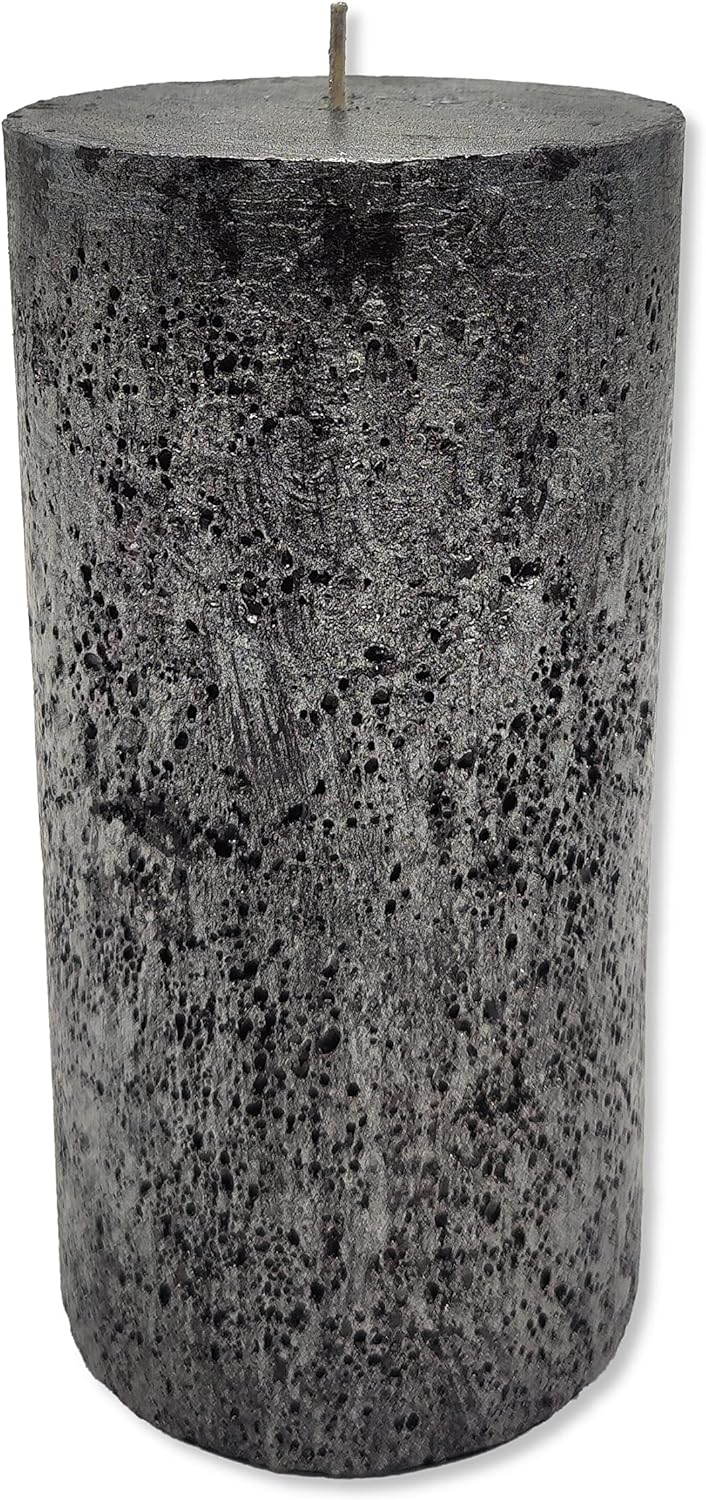 DARO DEKO Stumpenkerze XL 10 x 20cm schwarz mit Glitzer 4 Stück durchgefärbt Säulenkerze, Schwarz mi