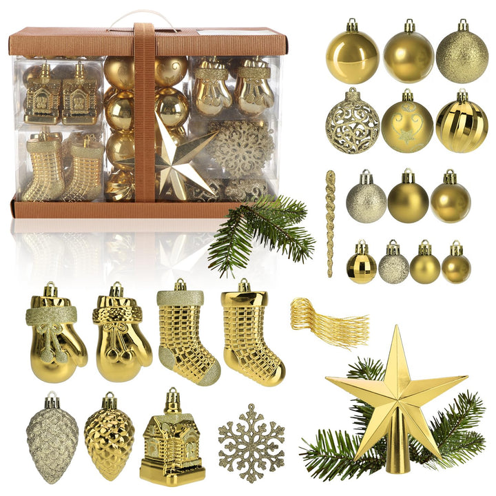 com-four® 128x Weihnachtskugeln, Christbaumkugeln bruchsicher aus Kunststoff für Weihnachten, Baumsc