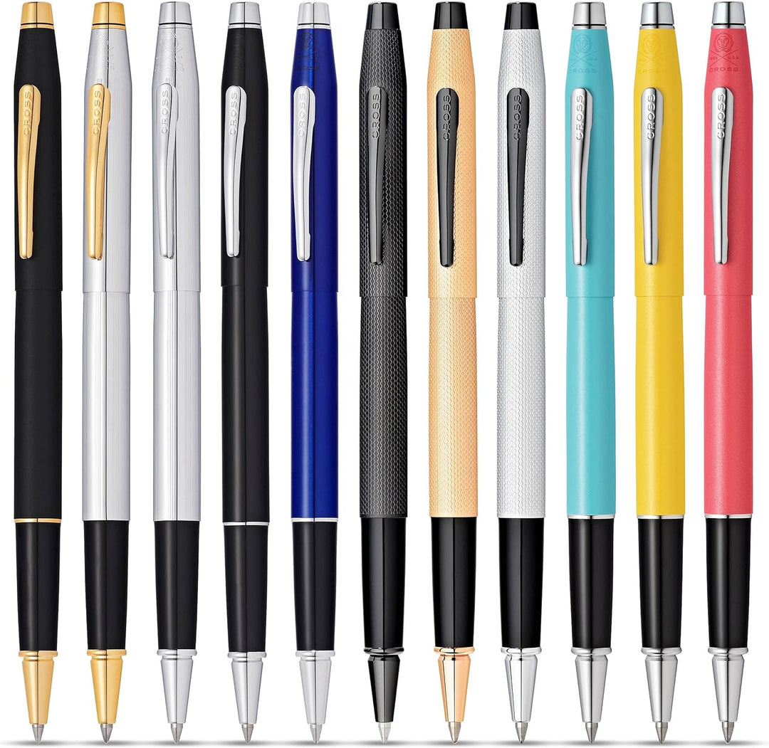 Cross Classic Century Rollerball (Gefrästes Diamantmuster, Schreibfarbe: Schwarz) gebürstetes schwar