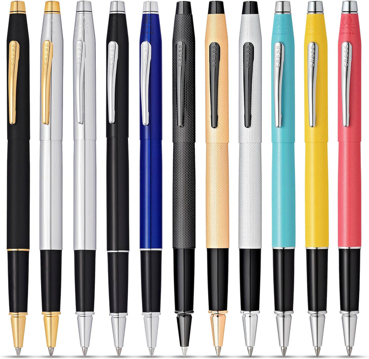 Cross Classic Century Rollerball (Gefrästes Diamantmuster, Schreibfarbe: Schwarz) gebürstetes schwar