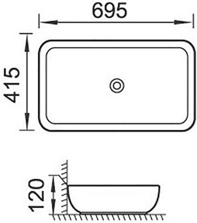 NEG Waschbecken Uno31A (rechteckig/abgerundet) Aufsatz-Waschschale (weiss) mit Nano-Beschichtung