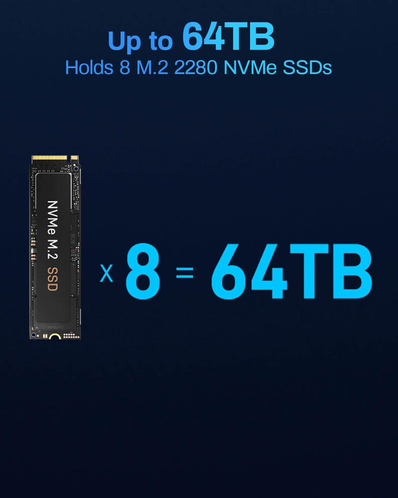 TERRAMASTER F8 SSD Plus NAS - 8Bay All SSD NAS Storage Core i3 8-Core 8-Thread CPU, 16GB DDR5 RAM, 1