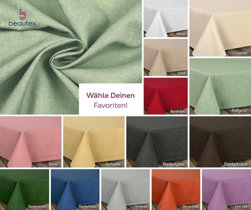 BEAUTEX fleckenabweisende und bügelfreie Tischdecke - Tischtuch mit Lotuseffekt - Tischwäsche in Lei