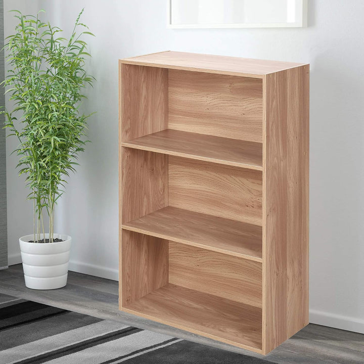 URBNLIVING Oslo Bücherregal, 3 Etagen, Holz, breit, Eiche, Eiche