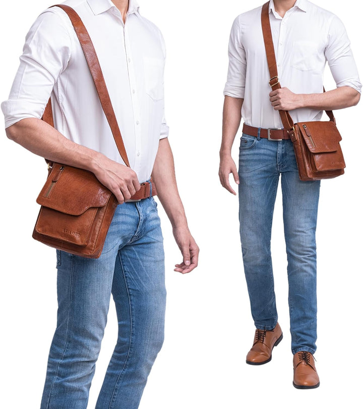 STILORD 'Pete' Umhängetasche Leder klein Männer Schultertasche Vintage Messenger Bag Herren 8,4 Zoll