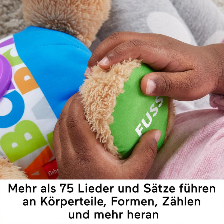 Fisher-Price Lernspass-Hündchen mit drei Stufen, sprechendes Kuscheltier mit Musik als Kinderspielze