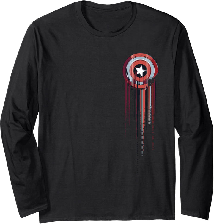 Marvel Captain America Shield Small Print Glitch Langarmshirt